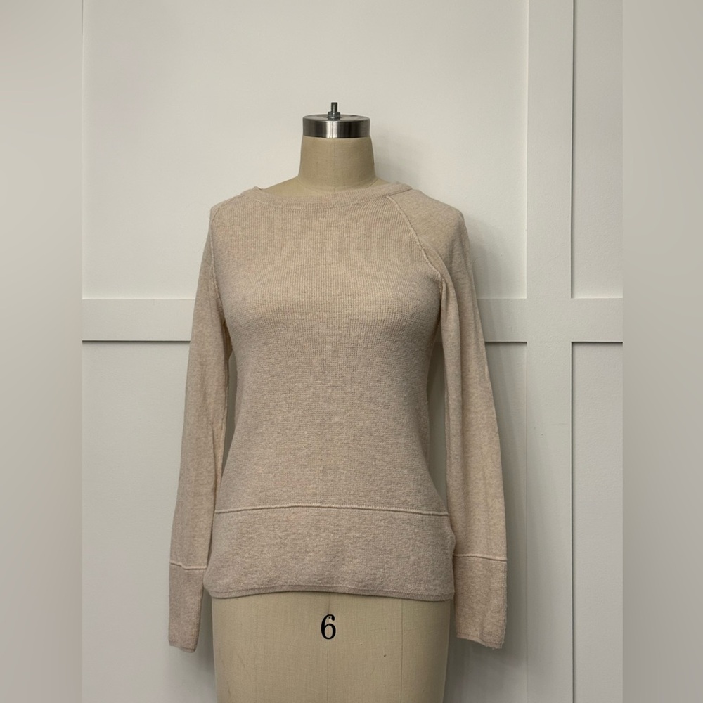 Tahari Women's Light Beige Crew Neck Sweater
